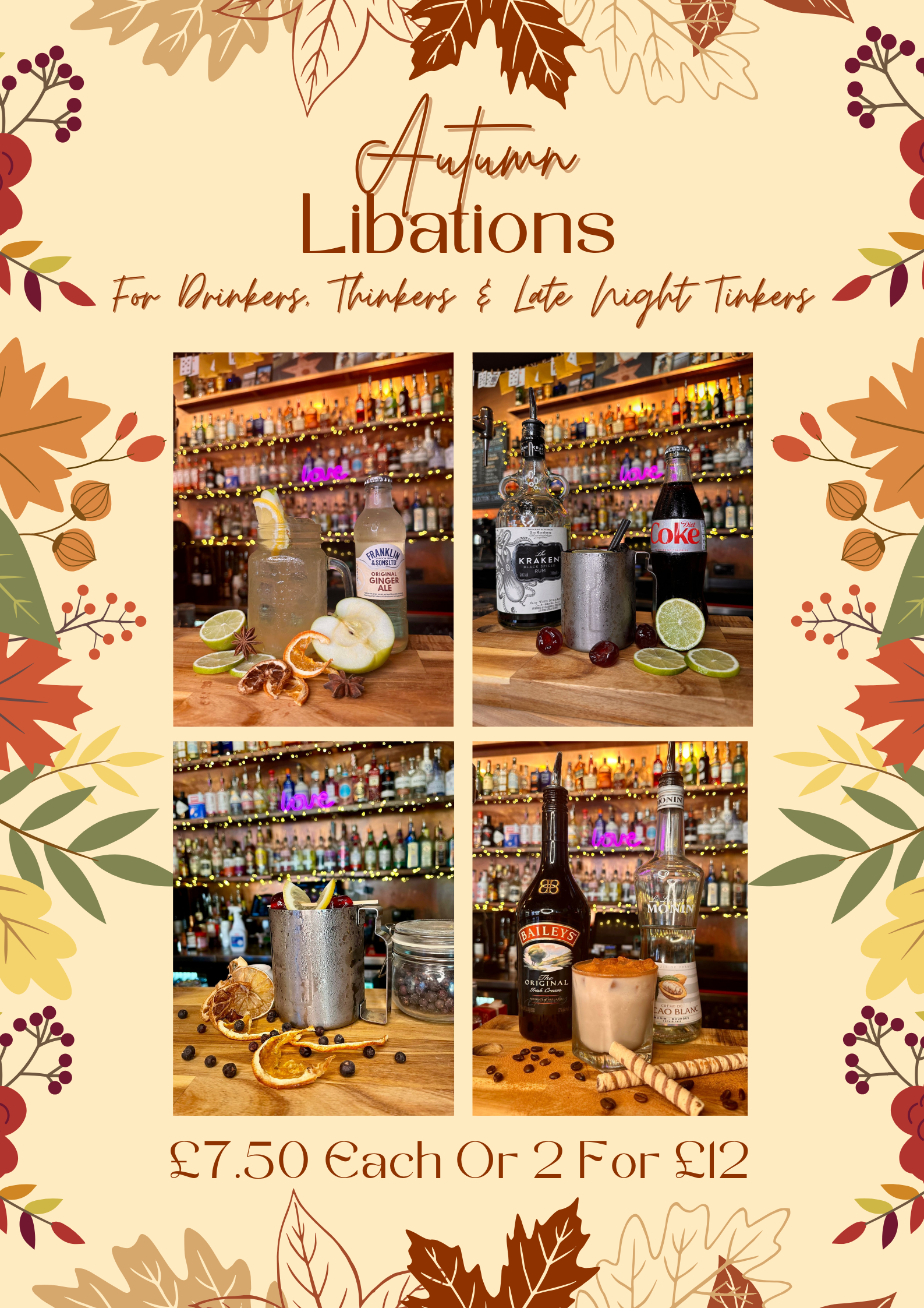 Autumn Libations – For Drinkers, Thinkers & Late Night Tinkers